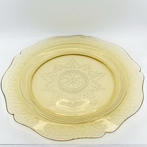 Vintage Federal Amber Patrician Floral Etched Depression Glass 10.5 Dinner Plate